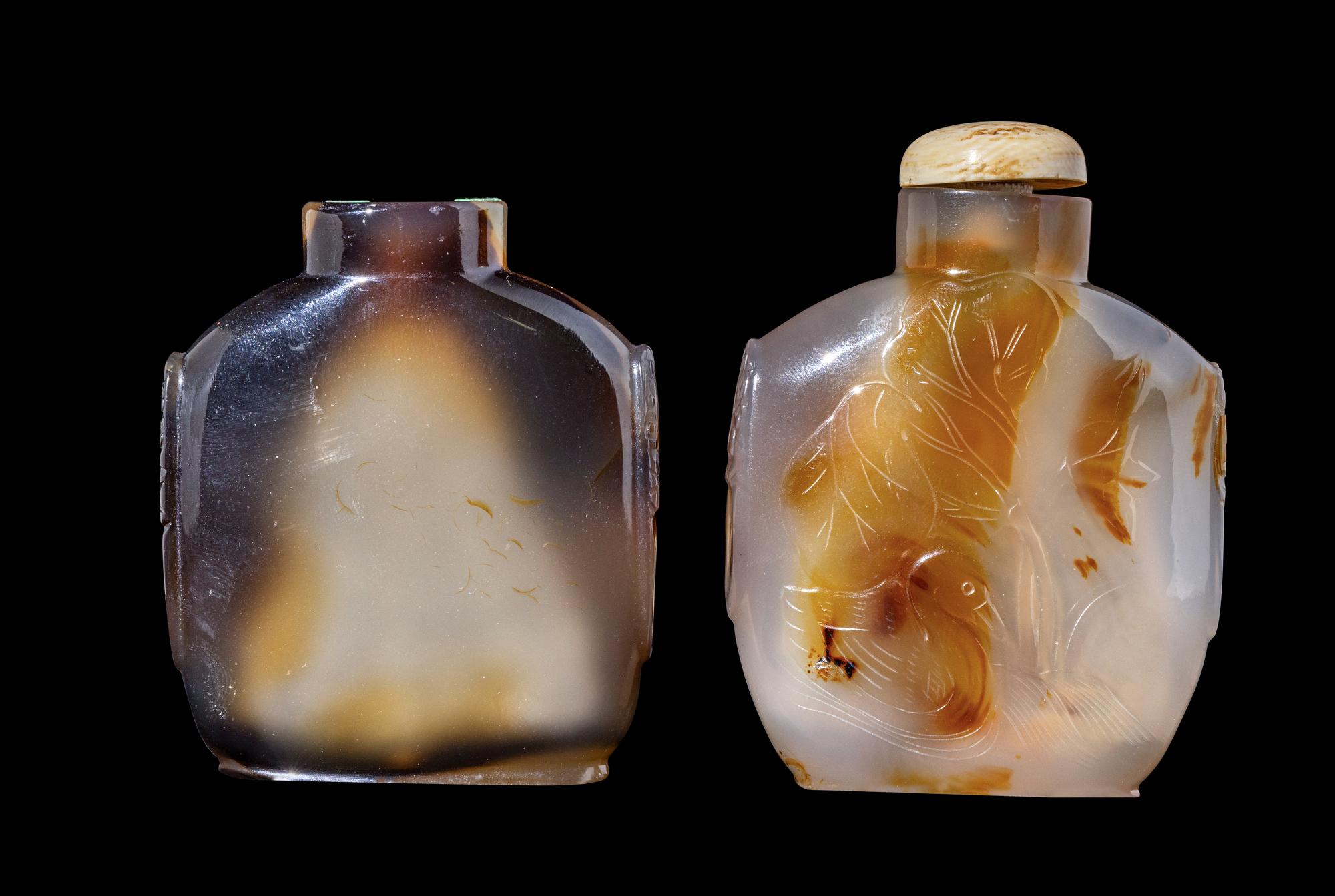 Two Chinese Agate Snuff Bottles