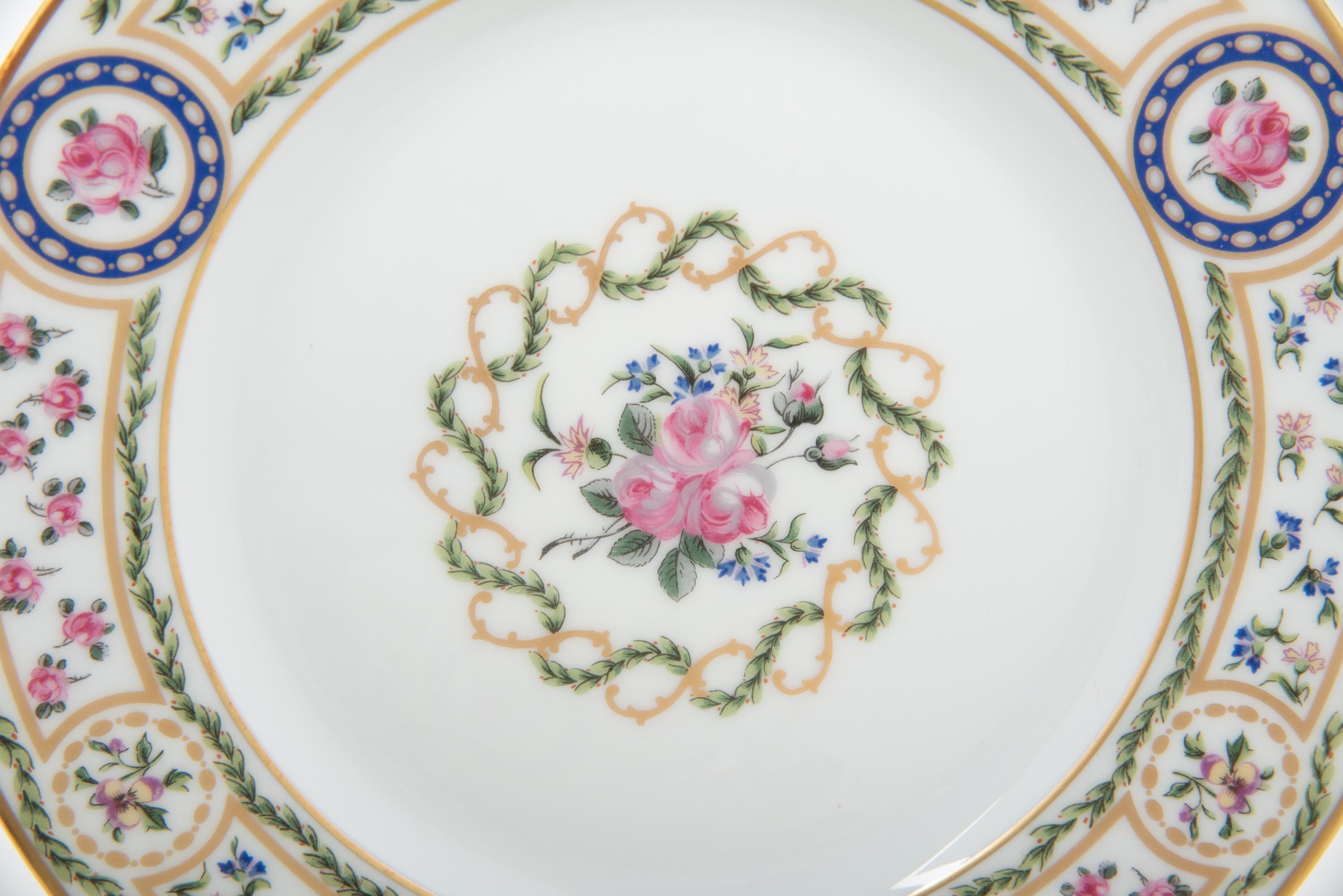 A Haviland Limoges Porcelain Louveciennes Dinner Service for Twelve