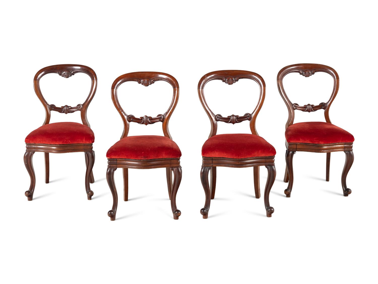 A Set of Four English Mahogany Balloon Back Side Chairs