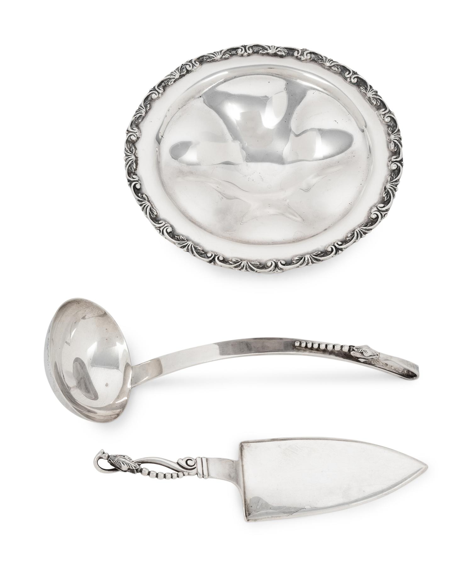A Group of Three Mexican Silver Table Articles