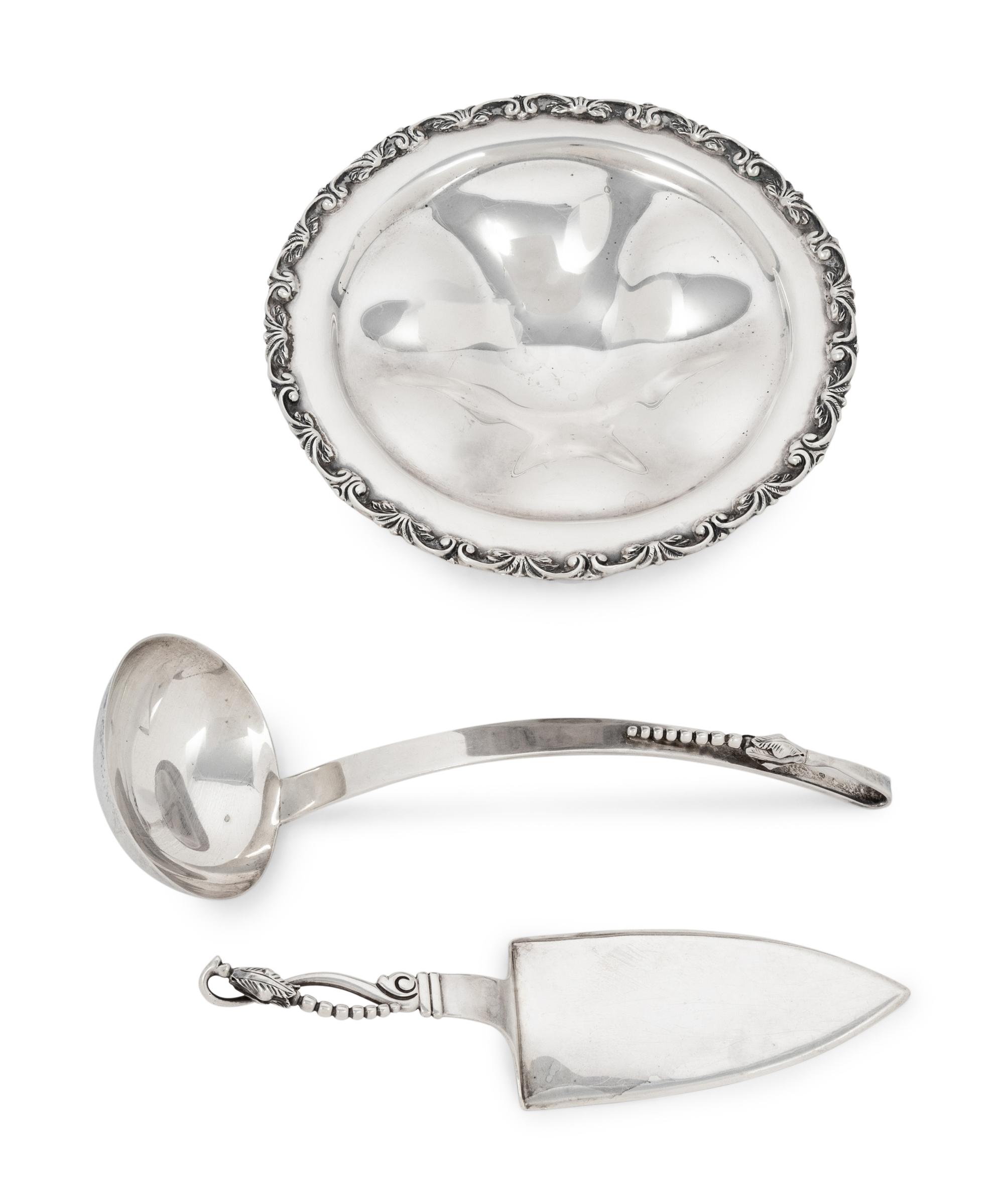 A Group of Three Mexican Silver Table Articles