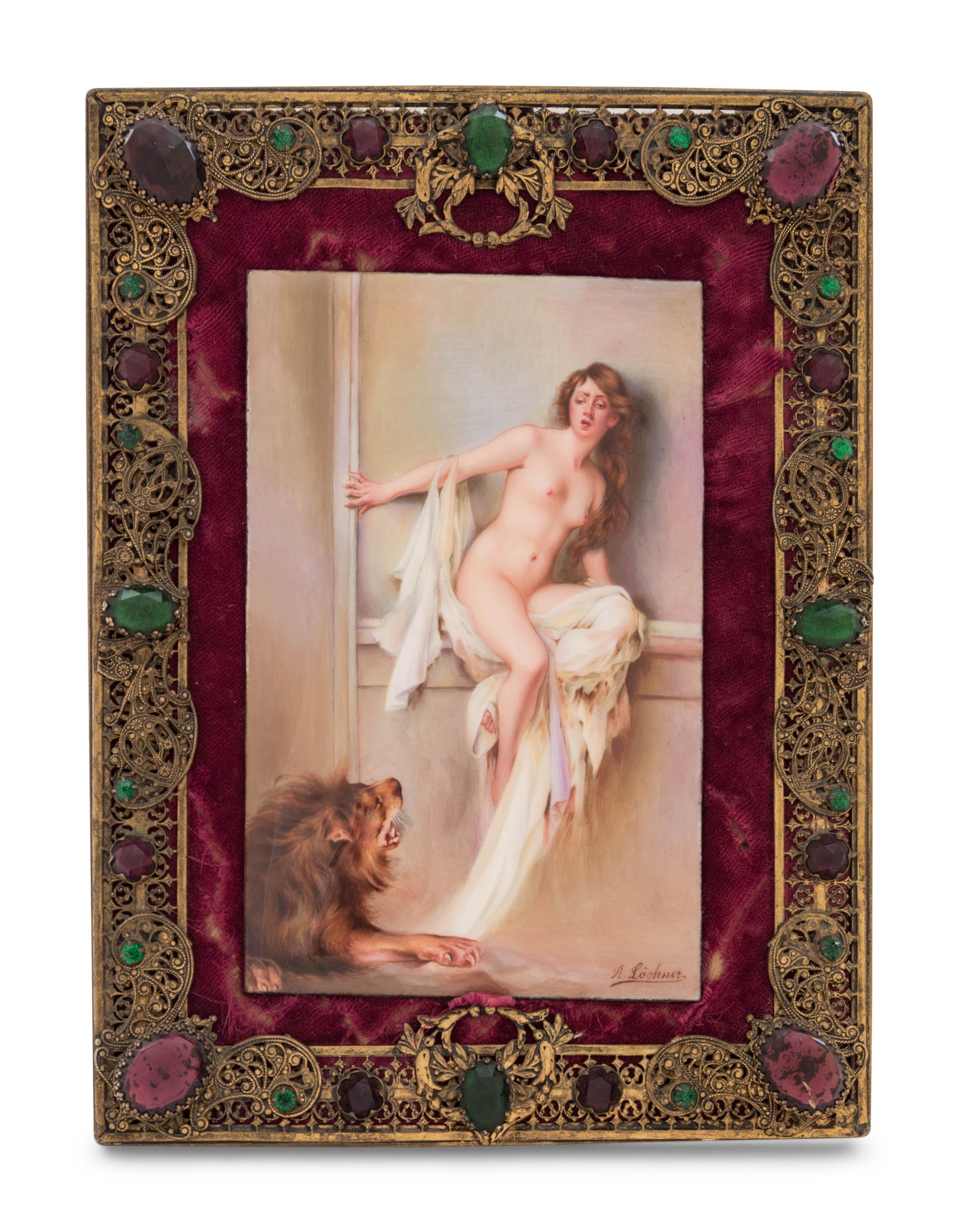 A Continental Enameled Metal Plaque