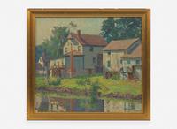 Lillian Amy Montague (American, b.1868) - Old Buildings on the Lehigh Canal