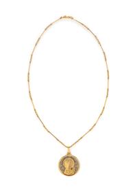 ART NOUVEAU, YELLOW GOLD AND PLIQUE- À-JOUR ENAMEL PENDANT NECKLACE