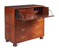 An English Mahogany Campaign Bureau Chest