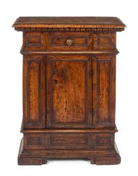 An Italian Walnut Cabinet Height 34 3/4 x width 26 1/2 x depth 9 1/4 inches. — 17TH CENTURY
