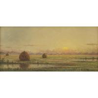 MARTIN JOHNSON HEADE (AMERICAN 1819–1904) "SUNSET - A SKETCH"