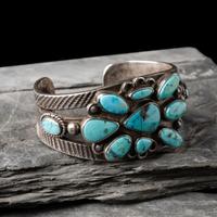 Navajo Turquoise Cluster Cuff Bracelet