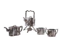 A Chinese Export Silver Assembled Tea Service