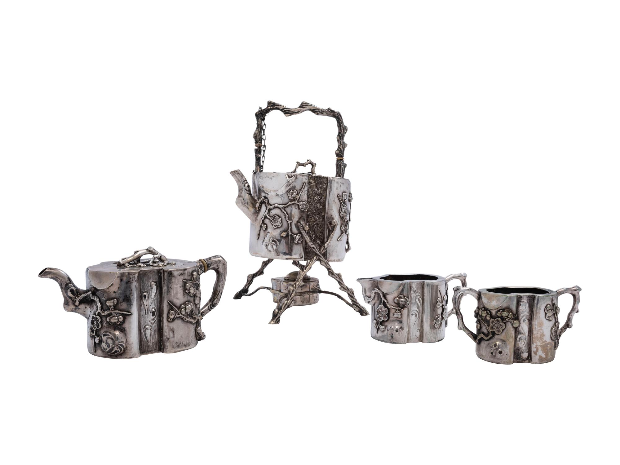 A Chinese Export Silver Assembled Tea Service