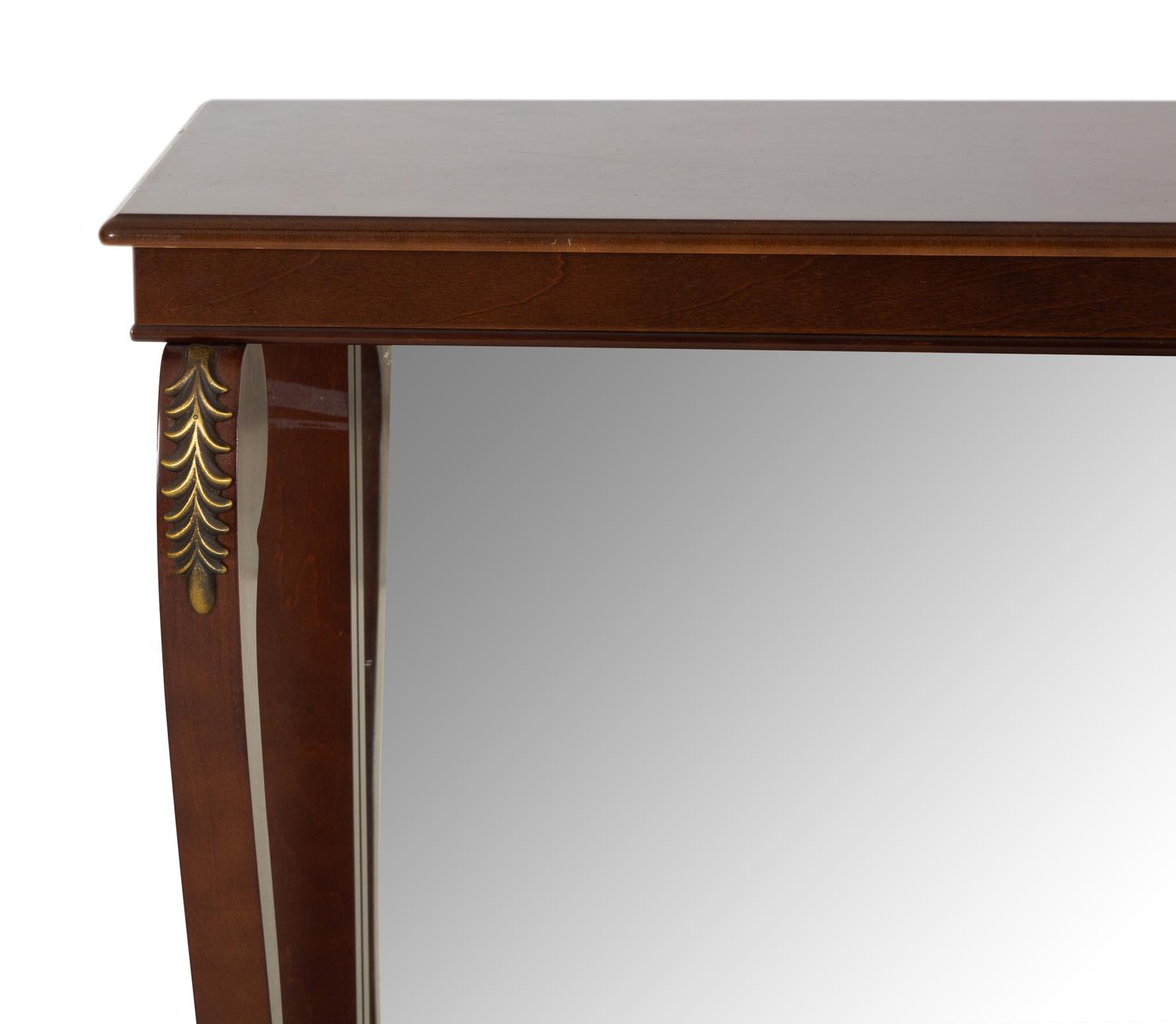 A Pair of Empire Style Gilt Metal Mounted Mahogany Console Tables