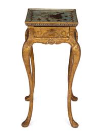A Continental Giltwood and Découpage Side Table