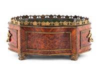 A Napoleon III Style Kingwood and Burl Amboyna Jardinière