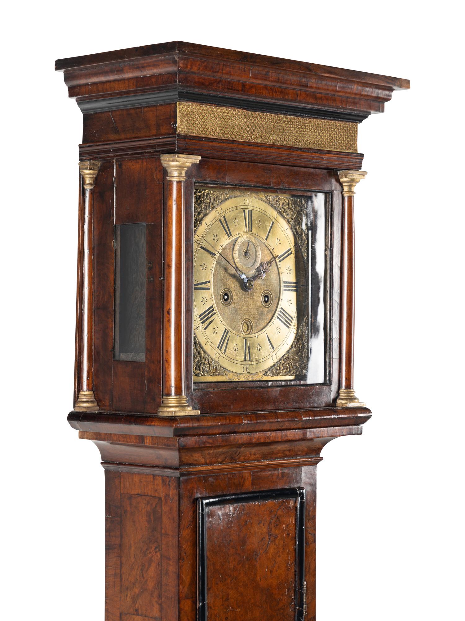 A William and Mary Burl Walnut Longcase Clock