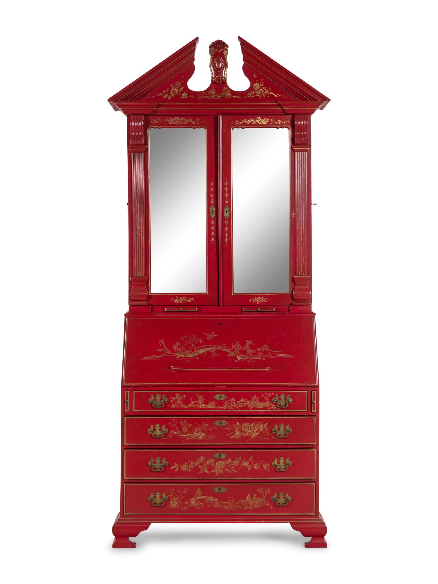 A Georgian Style Painted Secretary Bookcase