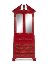 A Georgian Style Painted Secretary Bookcase