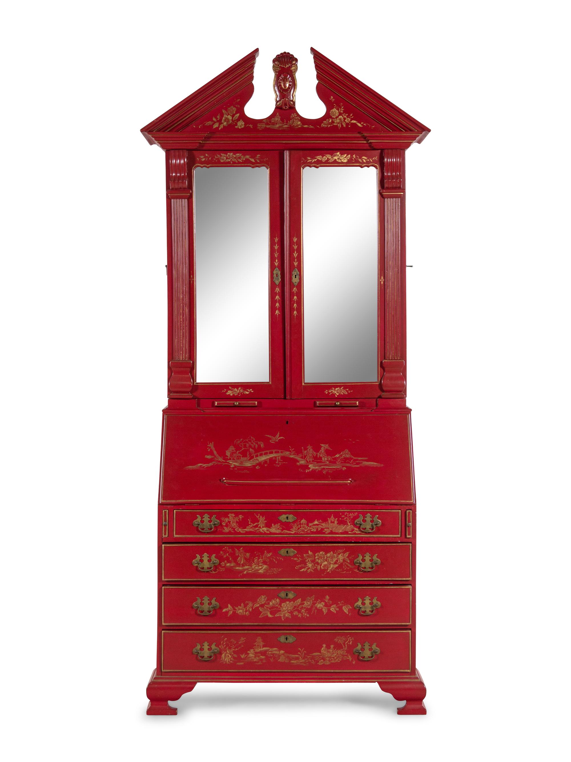 A Georgian Style Painted Secretary Bookcase