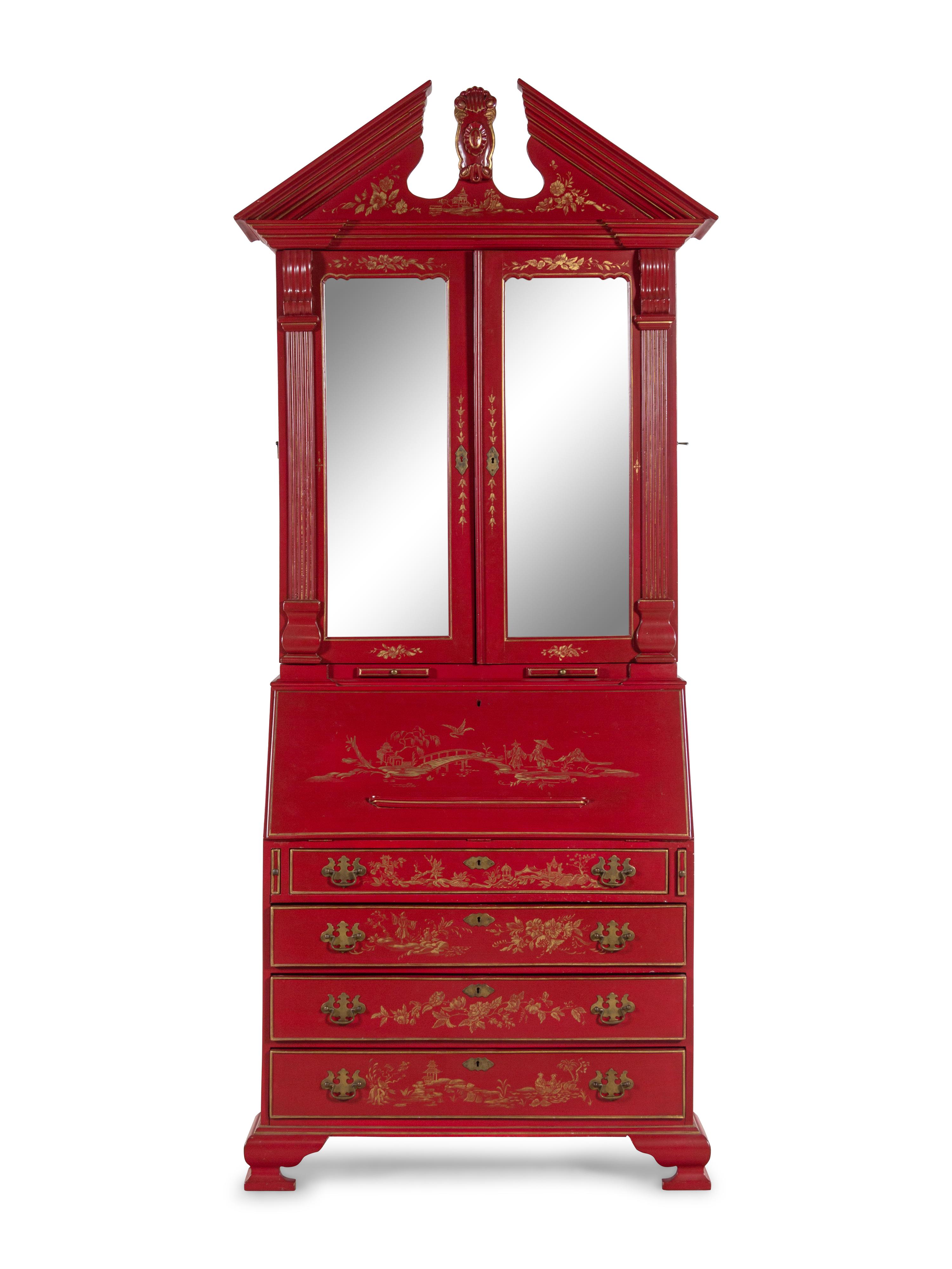 A Georgian Style Painted Secretary Bookcase