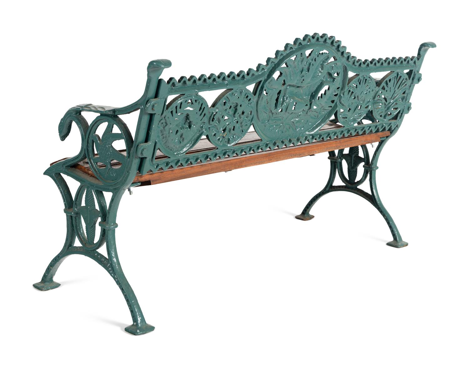A Victorian Style 'Fern and Dog' Cast Iron Bench