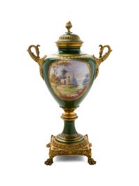 A Sèvres Style Gilt Bronze Mounted Urn