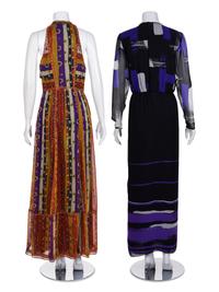 Two Printed Dresses: One Diane von Furstenberg and One Hanae Mori