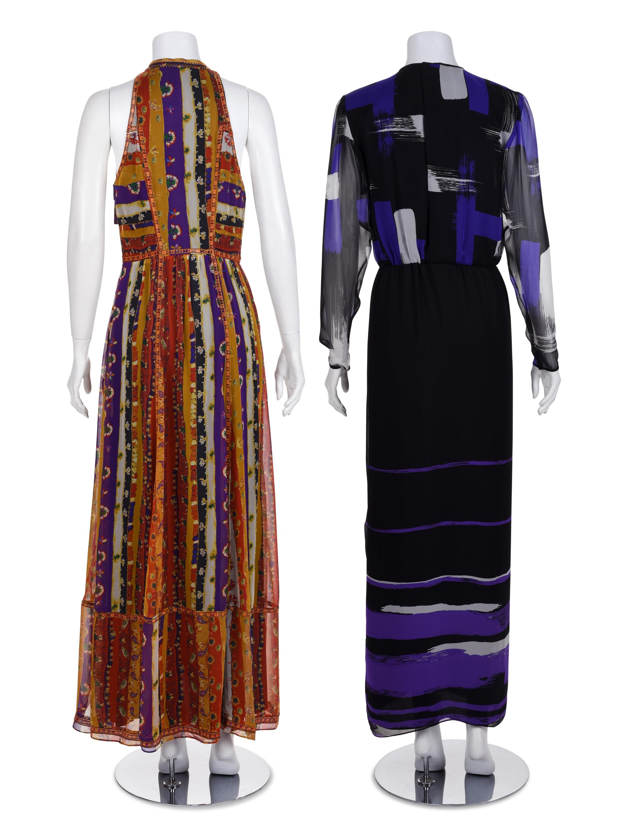 Two Printed Dresses: One Diane von Furstenberg and One Hanae Mori