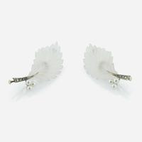 Set of Two 14K White Gold and Rock Crystal Brooches
