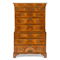 A George III Burl Walnut Chest-on-Chest