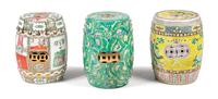 Three Famille Rose Porcelain Garden Stools
