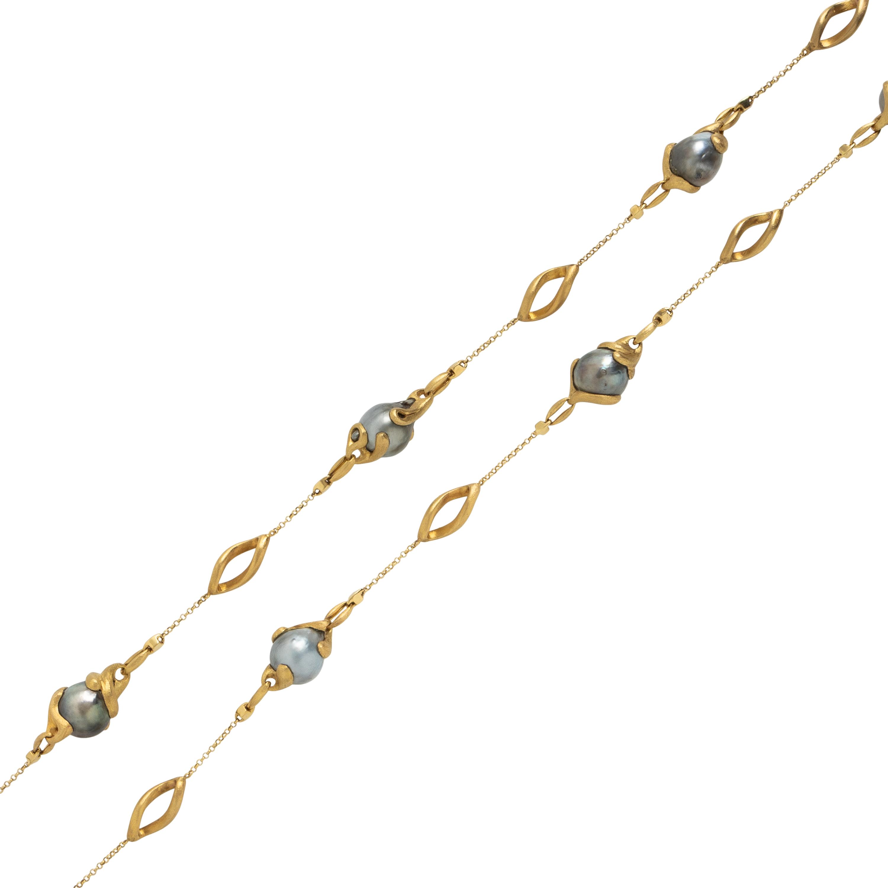 Yvel, Cultured Pearl and Yellow Gold Station Necklace