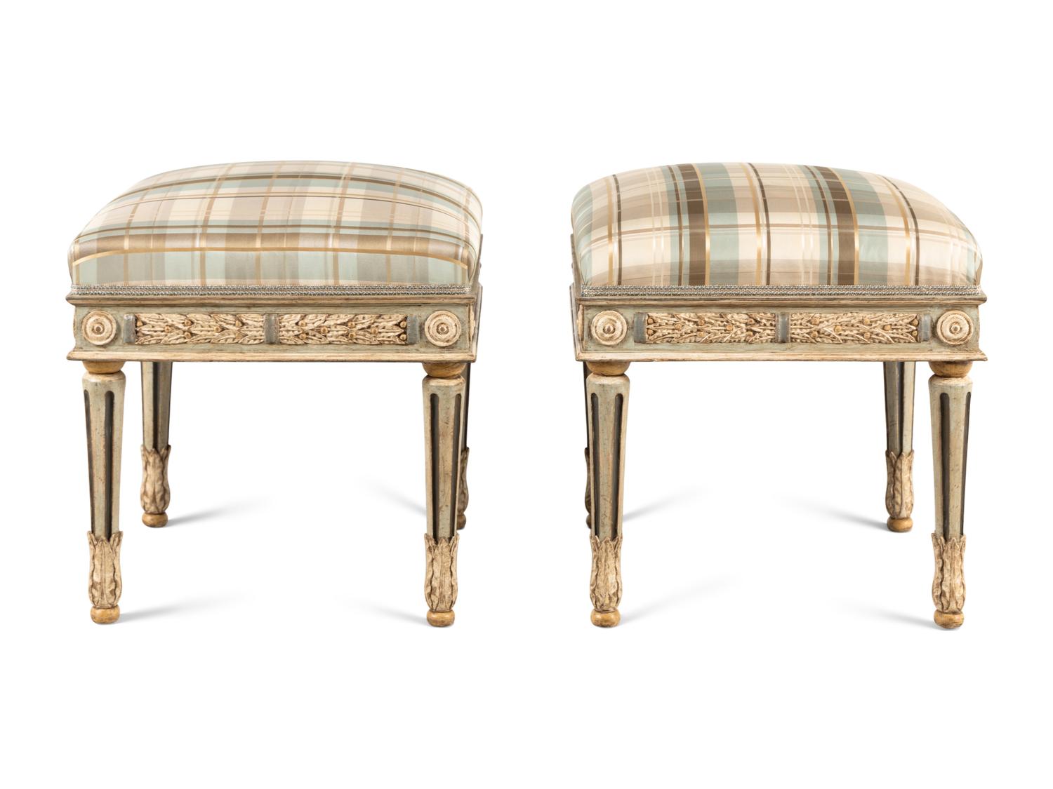 A Pair of Italian Painted Footstools