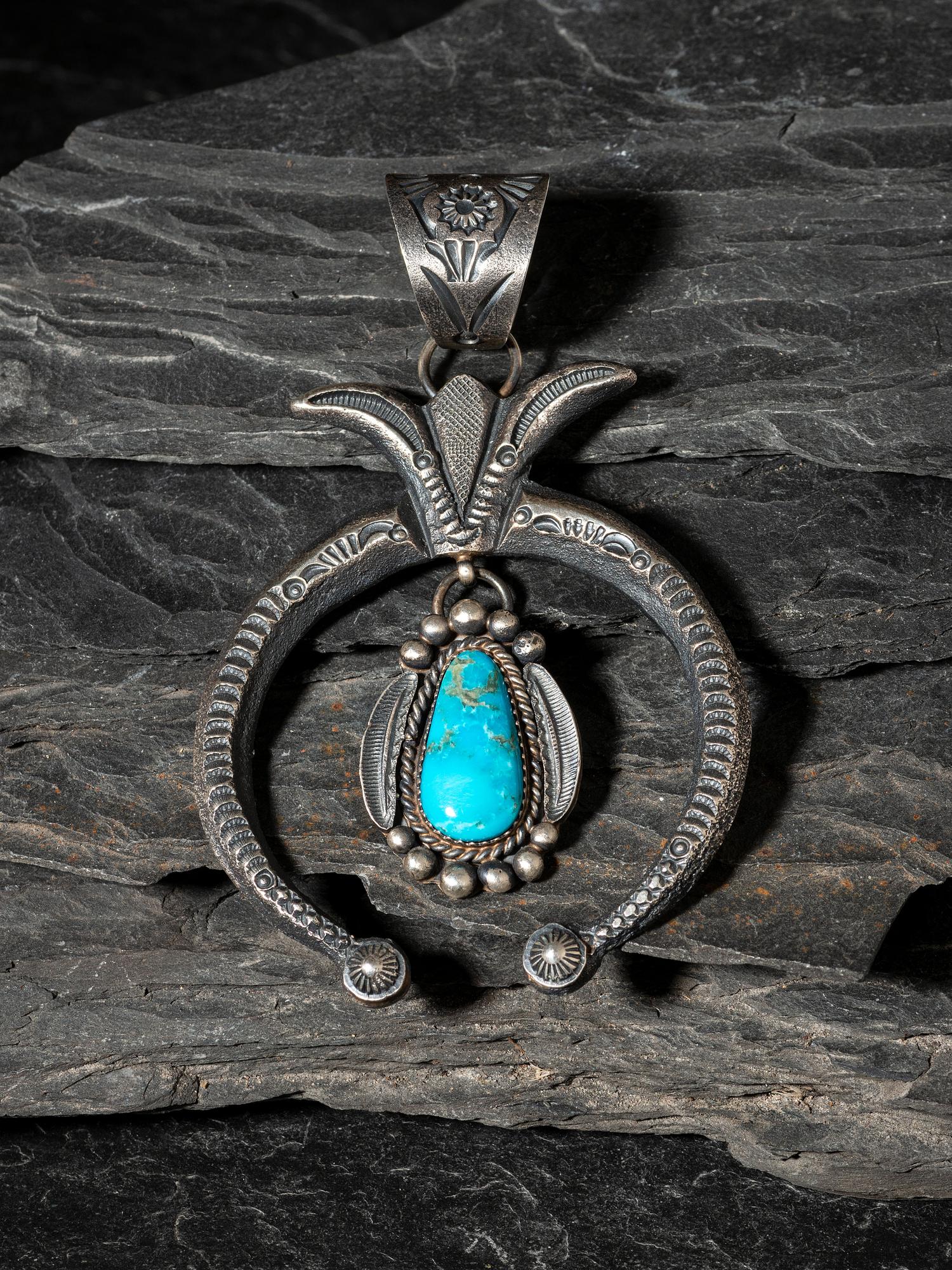 Navajo Sterling Silver and Turquoise Naja