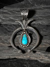 Navajo Sterling Silver and Turquoise Naja
