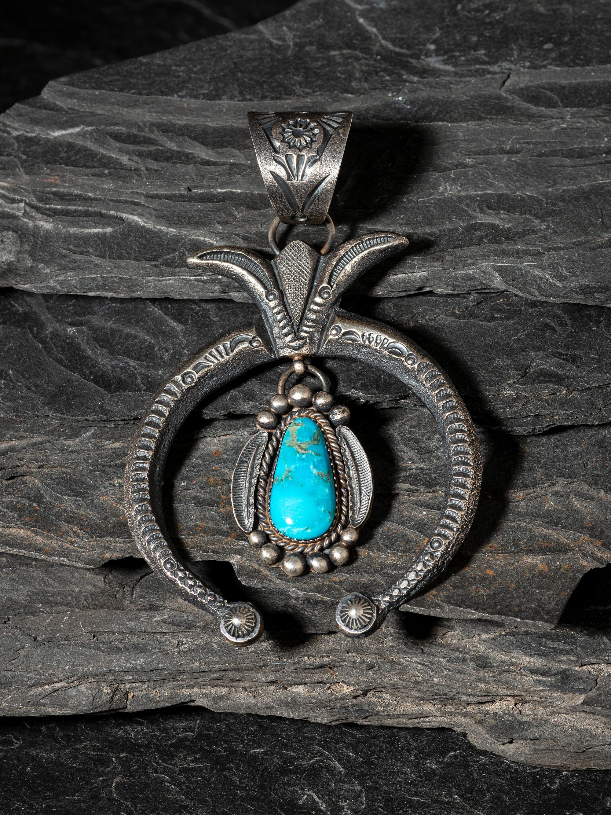 Navajo Sterling Silver and Turquoise Naja