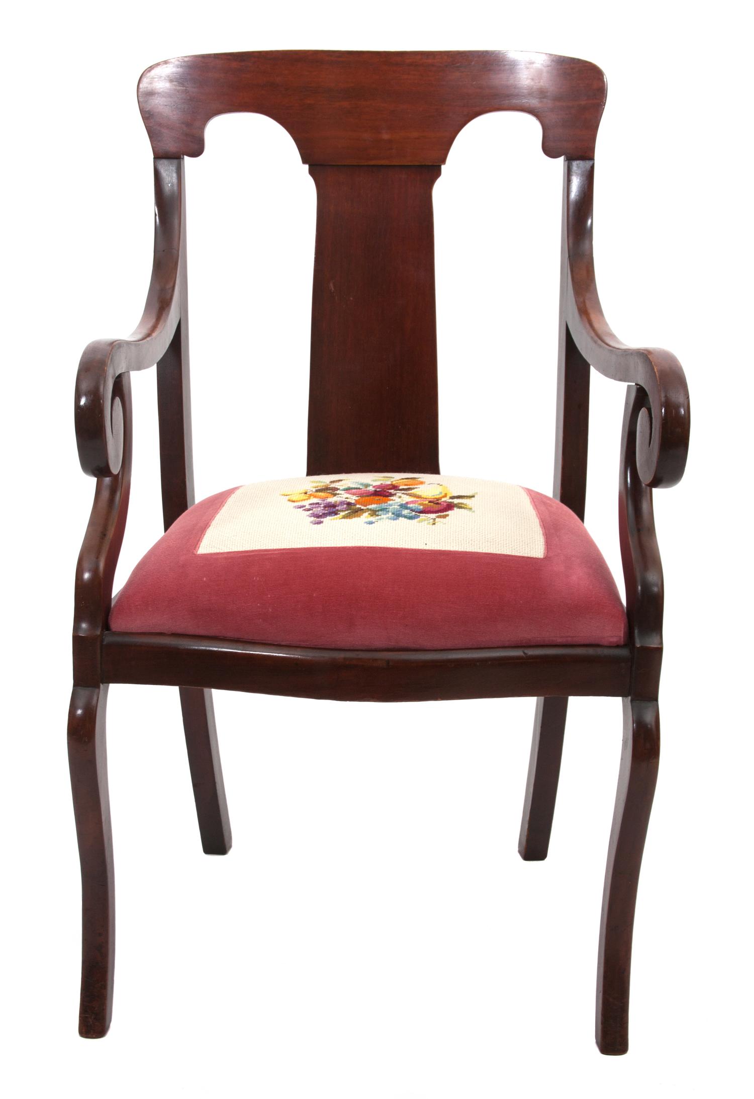 A Victorian Open Armchair Height 35 1/2 inches.