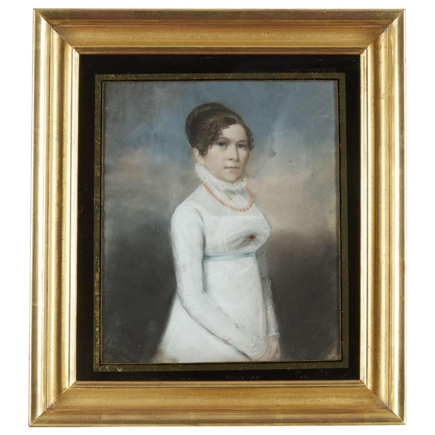 Sharples Family, possibly Ellen Sharples (1769-1849) Two portraits: a young lady and a gentleman, early 19th century