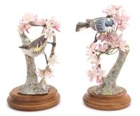 A Pair of Royal Worcester Porcelain Myrtle Warblers Height 9 inches. — 20TH CENTURY
