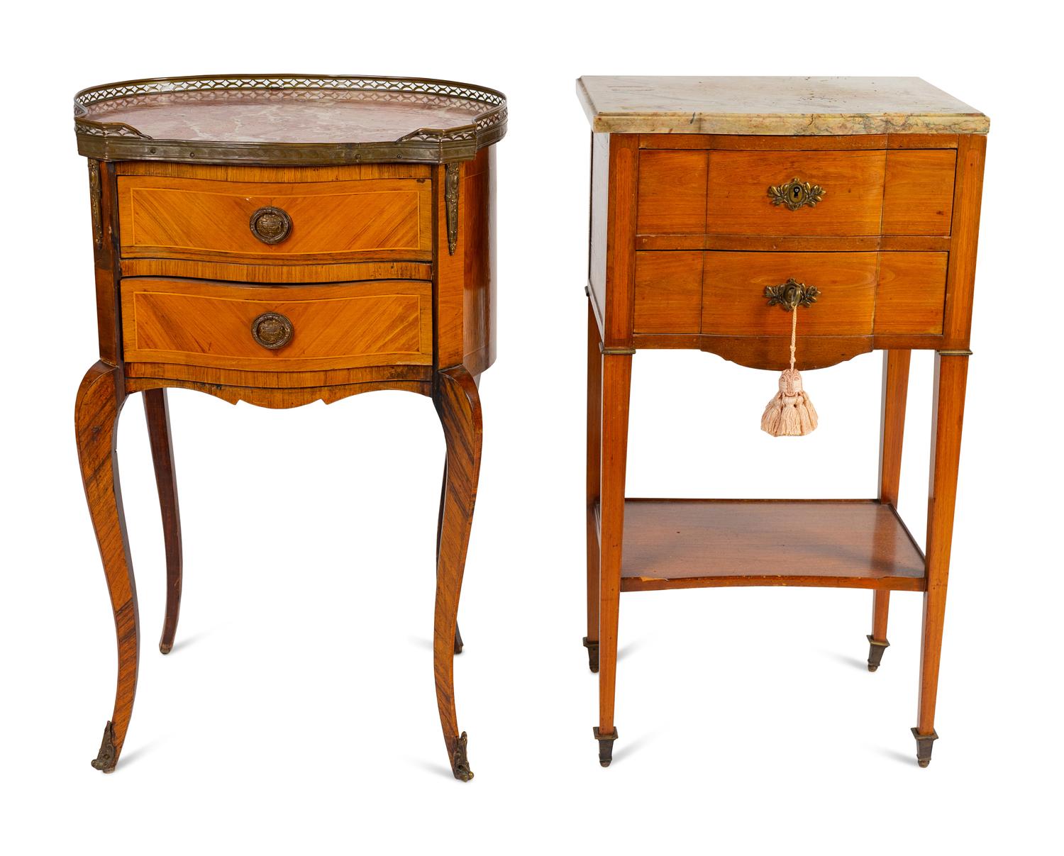 Two Louis XV Style Marble-Top Side Tables
