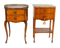 Two Louis XV Style Marble-Top Side Tables