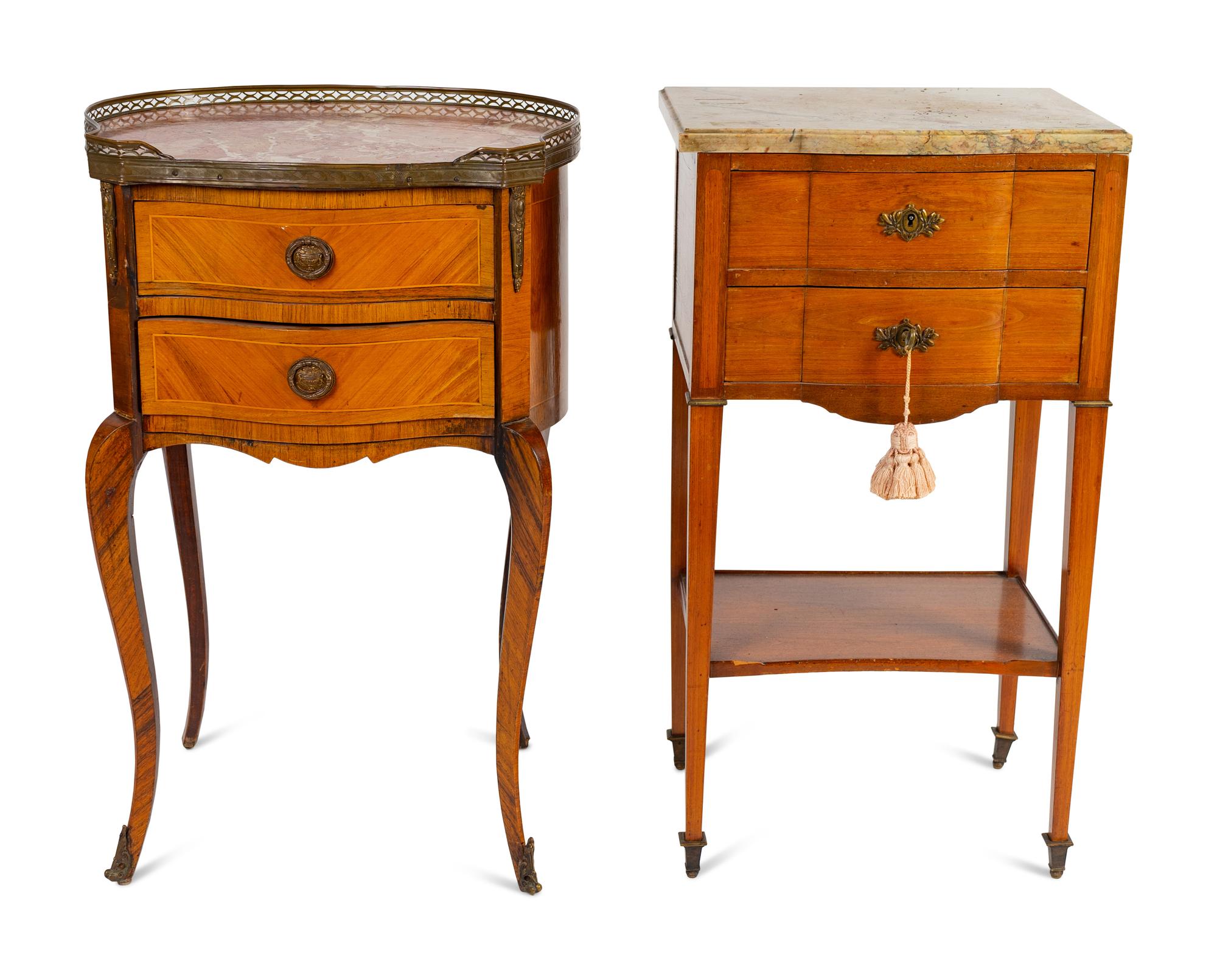 Two Louis XV Style Marble-Top Side Tables