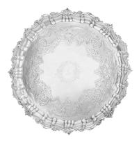 An Irish George III Silver Salver, Jas. Le Bass for Alderman West, Dublin, 1813, the undulating border worked to show rocaille, S-scrol