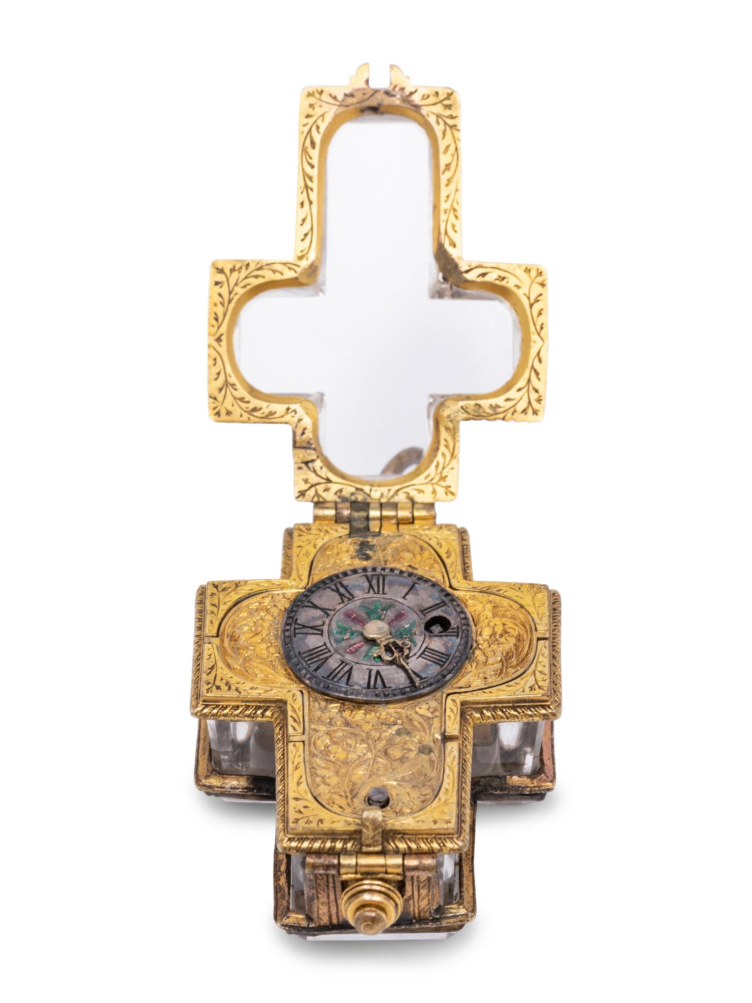 A French Gilt-Bronze Cruciform Pendant Watch