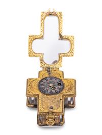 A French Gilt-Bronze Cruciform Pendant Watch