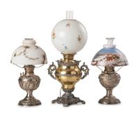 Three Victorian Brass Oil Lamps