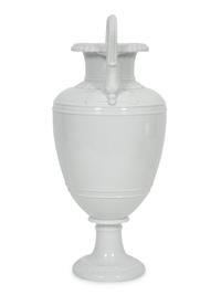 A Royal Copenhagen White Glazed Porcelain Dolphin Handled Vase