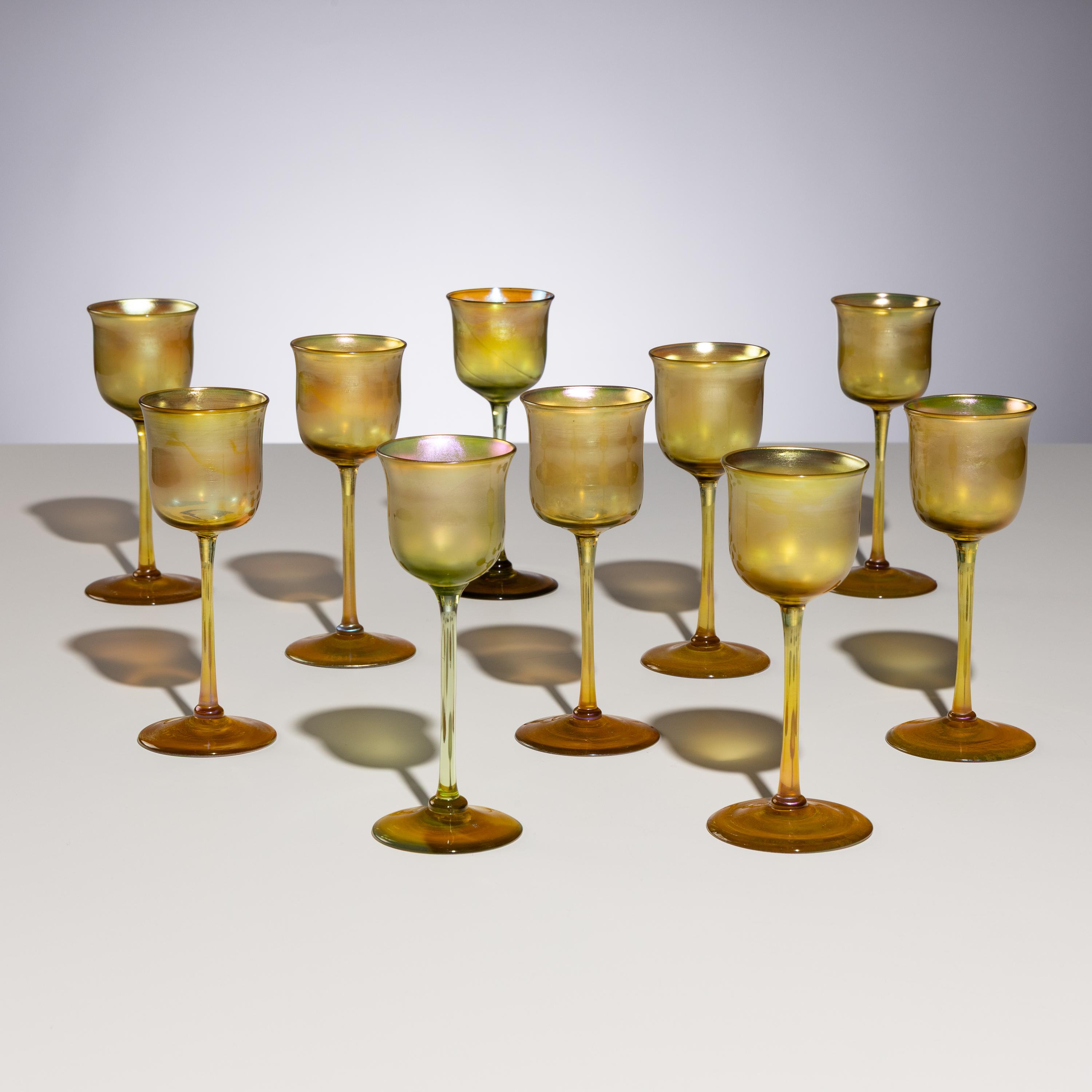 Tiffany Studios New York (American, 1880–1930) — Assembled Set of Ten Cordials