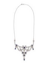 WHITE GOLD, DIAMOND AND SAPPHIRE GARLAND NECKLACE
