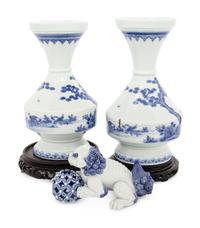 Three Japanese Blue and White Porcelain Articles