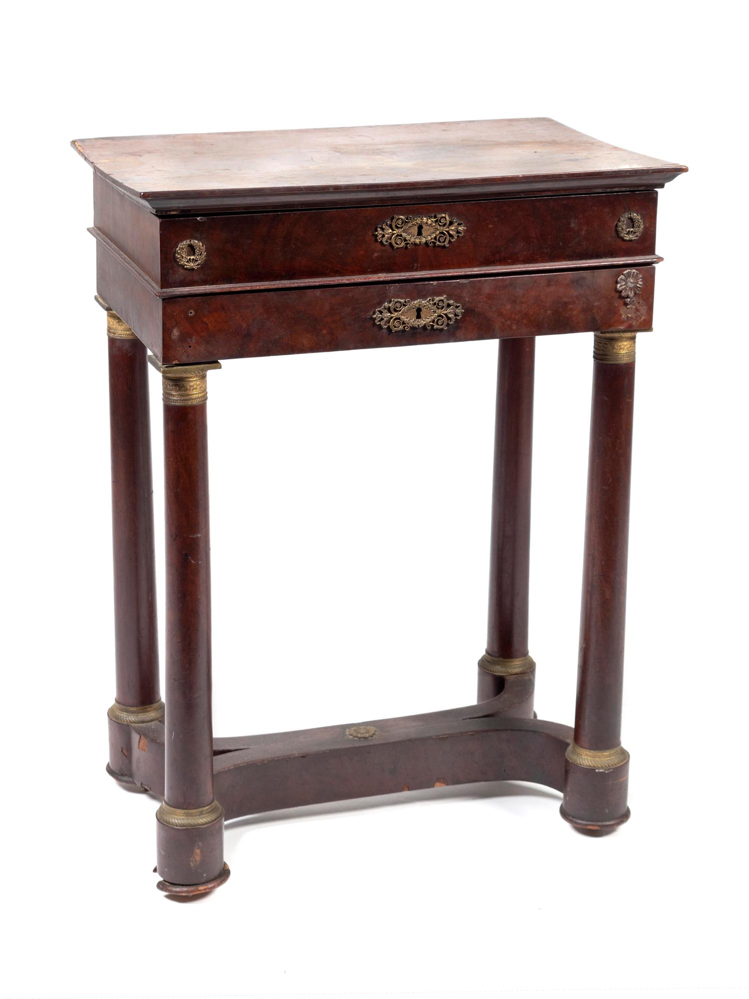 An Empire Style Gilt-Metal-Mounted Mahogany Small Vanity — CIRCA 1900