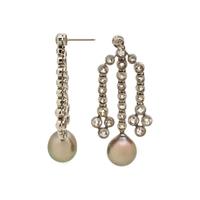 DIAMOND AND CULTURED TAHITIAN PEARL EARRINGS